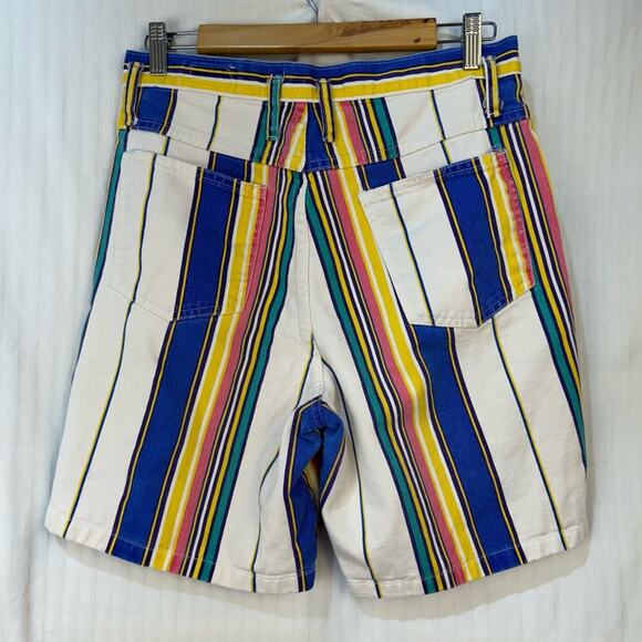 SoStanza Contemporary Apparel Vintage Shorts Women Size 9/10 White Multi Stripe - Picture 7 of 10